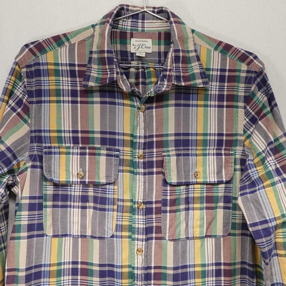 J Crew Shirt Mens Small Indian Madras Plaid Button Up Cotton Preppy